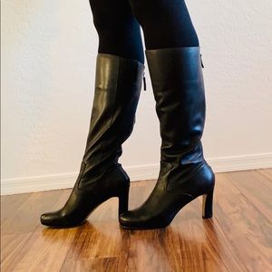Nine West Black Heeled Leather Boots SIZE 11